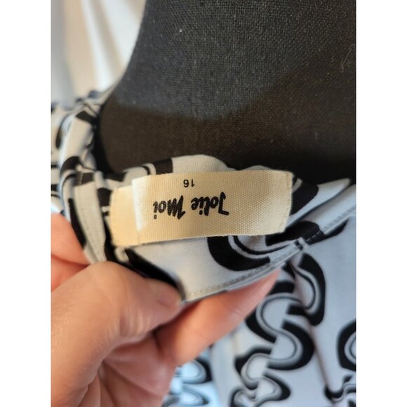 Jolie Moi Size 16 Geometric Blue S/S Dress - Picture 7 of 7